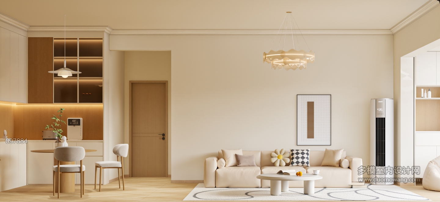 奶油风客餐厅单张1