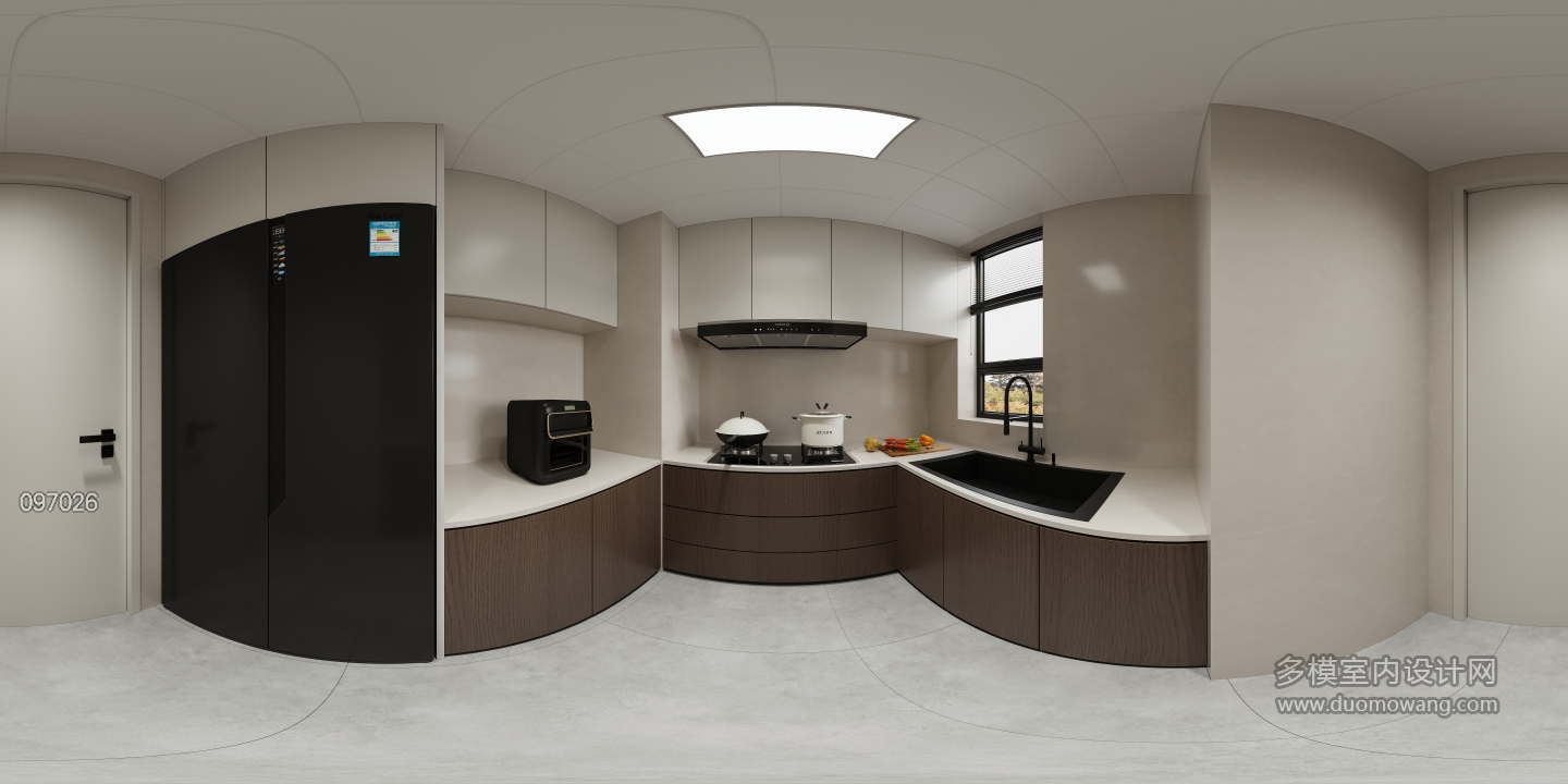 现代 厨房 全景