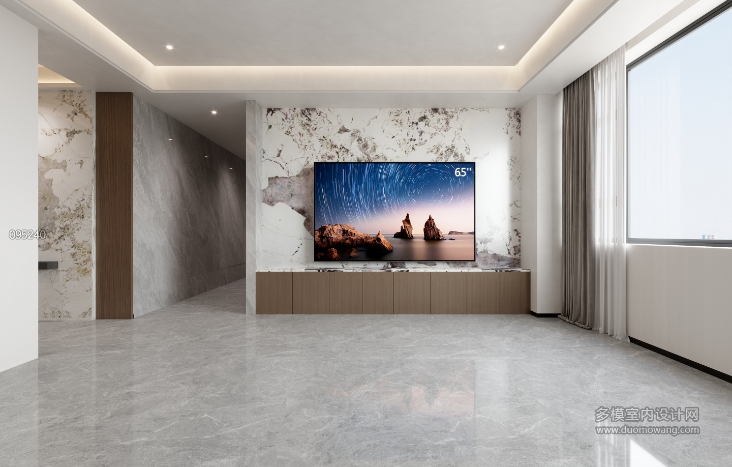 现代一号楼十层客厅电视墙特写