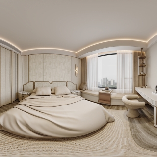 现代轻奢主卧全景