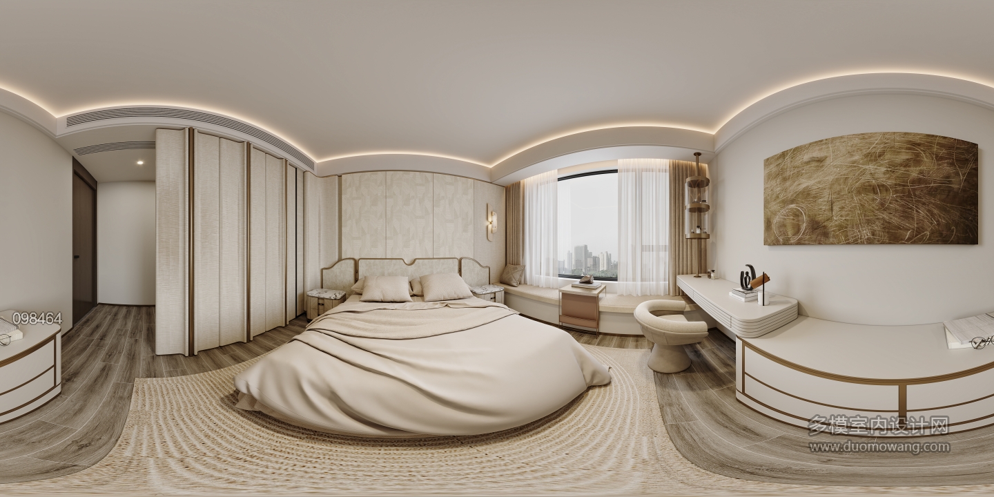 现代轻奢主卧全景