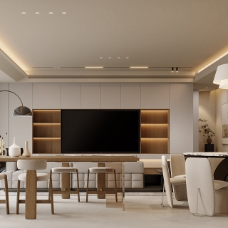 新中式一层茶桌特写