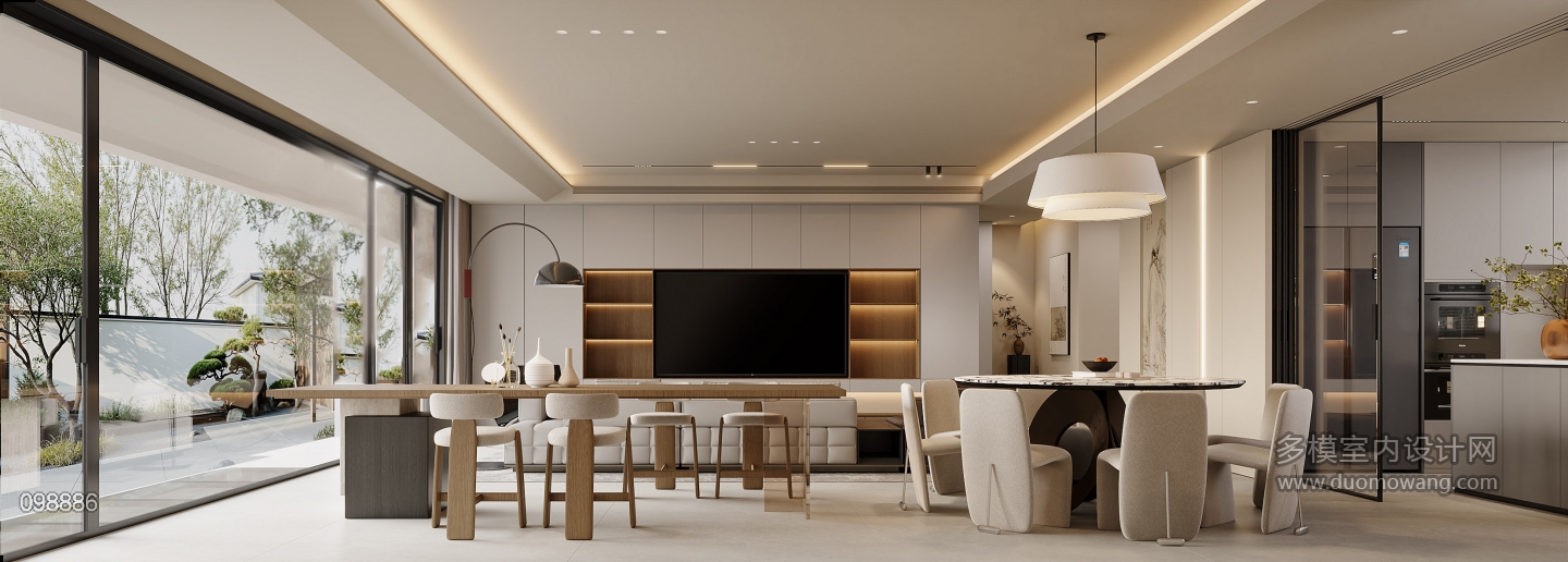 新中式一层茶桌特写