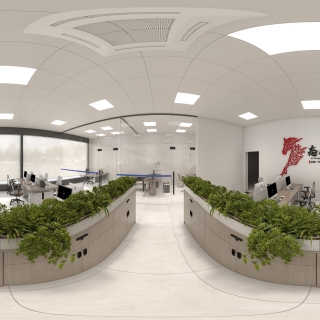 现代4S店公共办公区全景