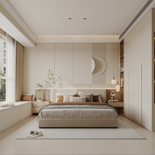 奶油风主卧特写