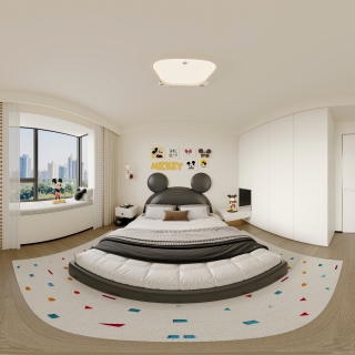 现代极简儿童房全景