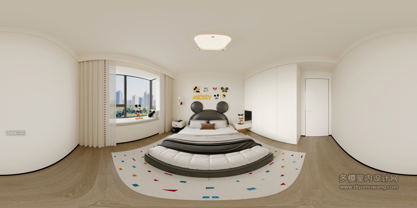 现代极简儿童房全景