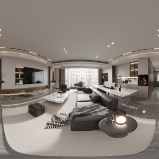 现代意式客餐厅全景