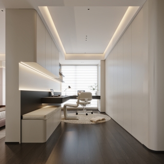 现代女孩书房特写