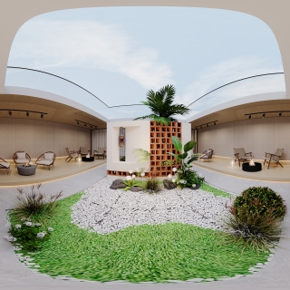 现代一楼中庭全景