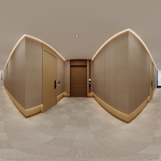 现代四楼走廊全景