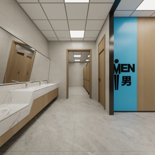 现代公共卫生间洗手区