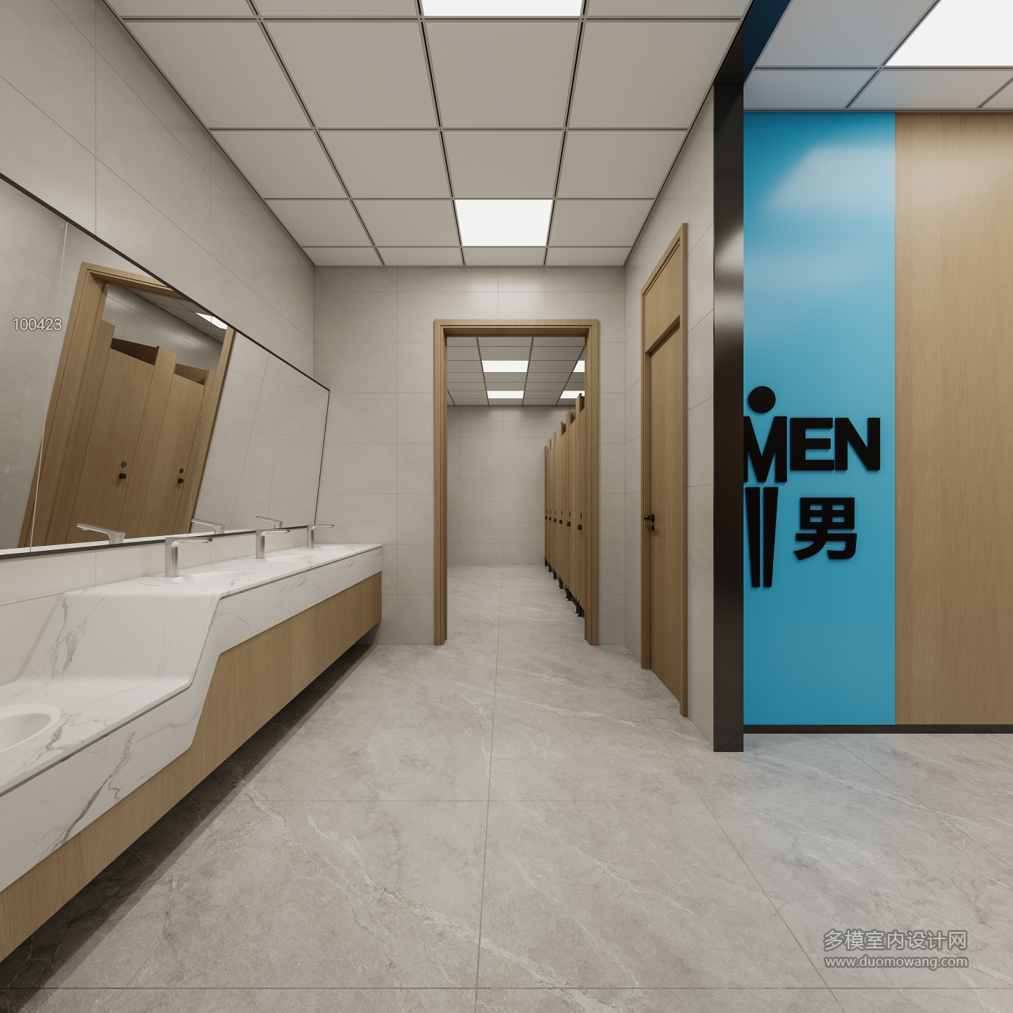 现代公共卫生间洗手区