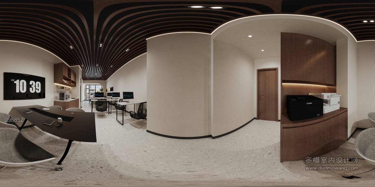 现代工作室办公区全景