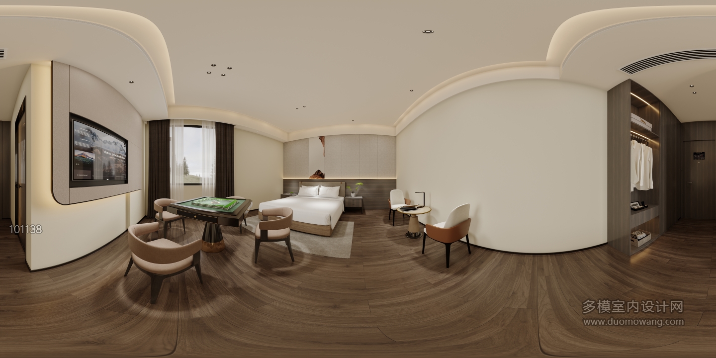 现代-大床棋牌房全景