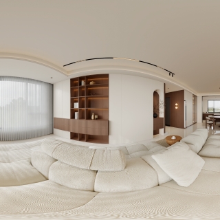 现代中古客厅全景