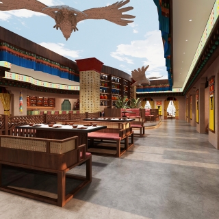 藏式餐厅大厅静态