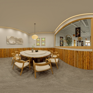 现代原木风火锅店包厢