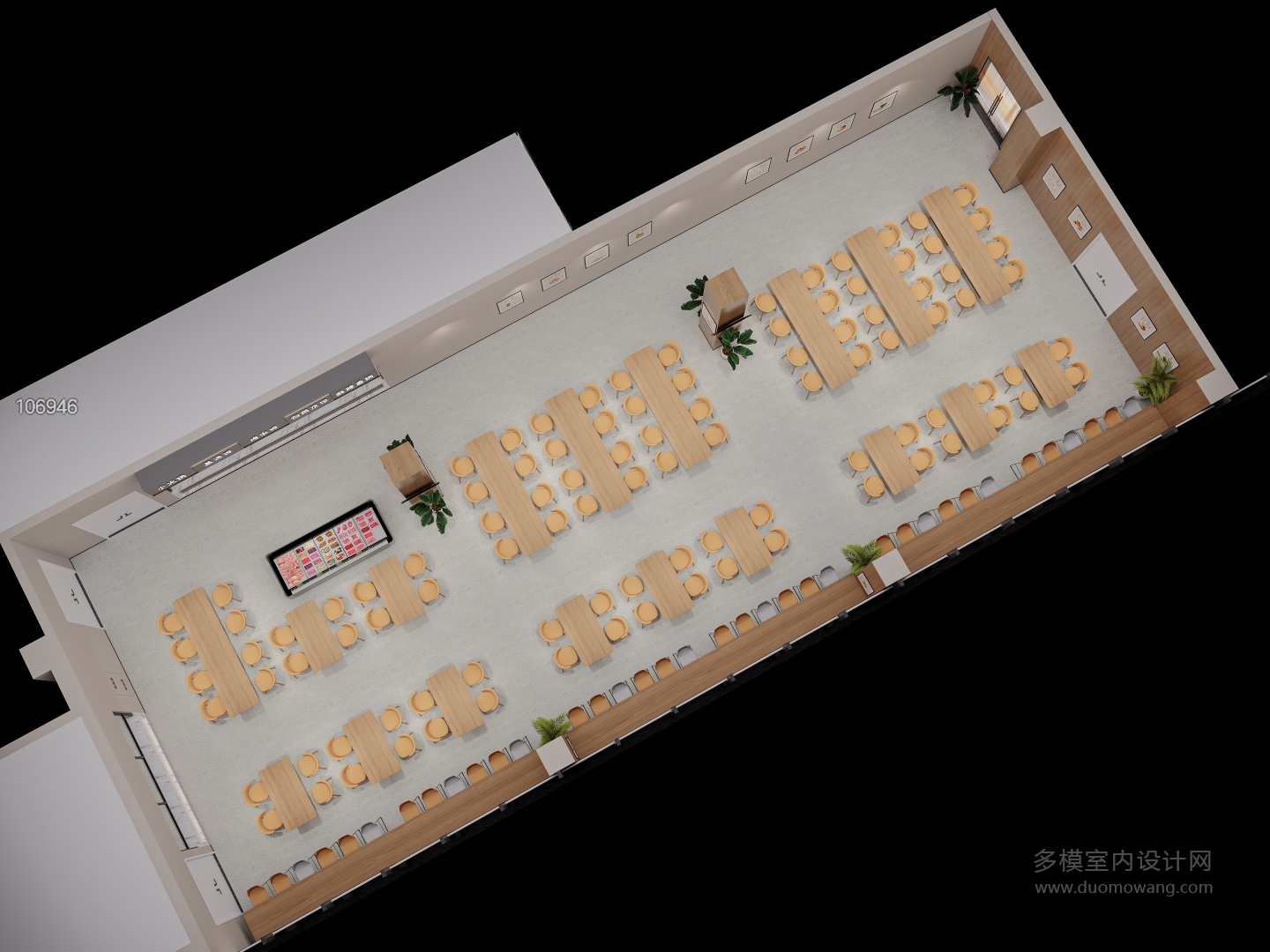 现代餐厅鸟瞰出图