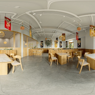 现代原木风火锅店大厅
