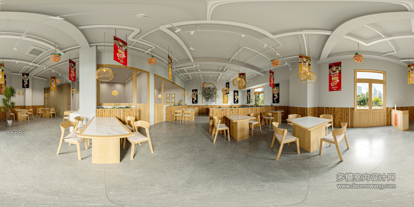 现代原木风火锅店大厅