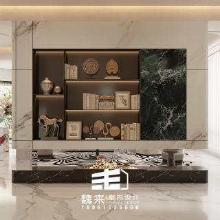 现代电视墙背面