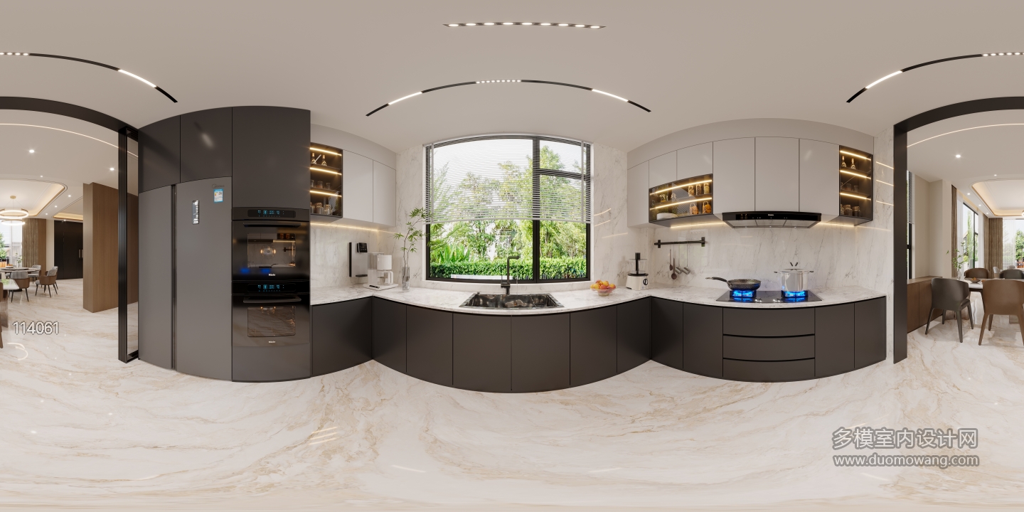 现代厨房全景