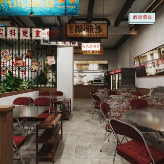 现代怀旧火锅店四