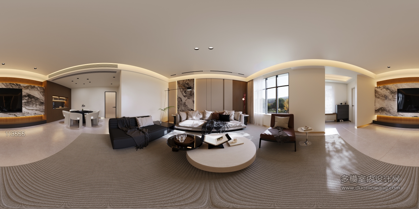 现代一层客厅全景