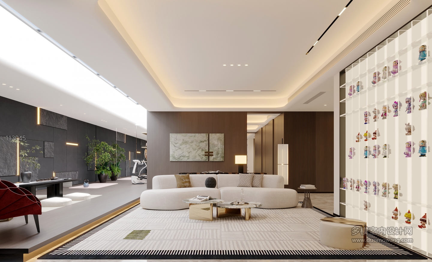 意式轻奢负一沙发墙