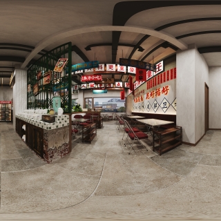 现代怀旧火锅店全景一