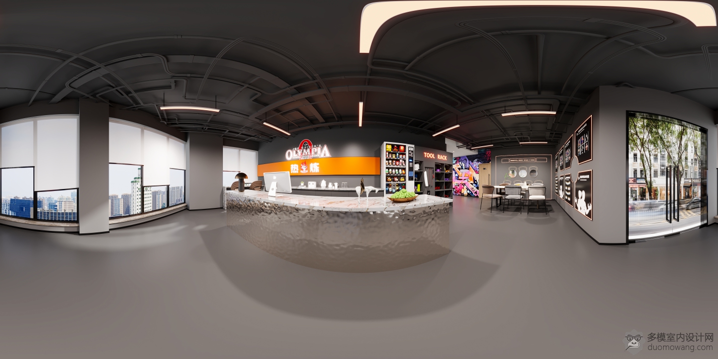 现代健身房前台全景