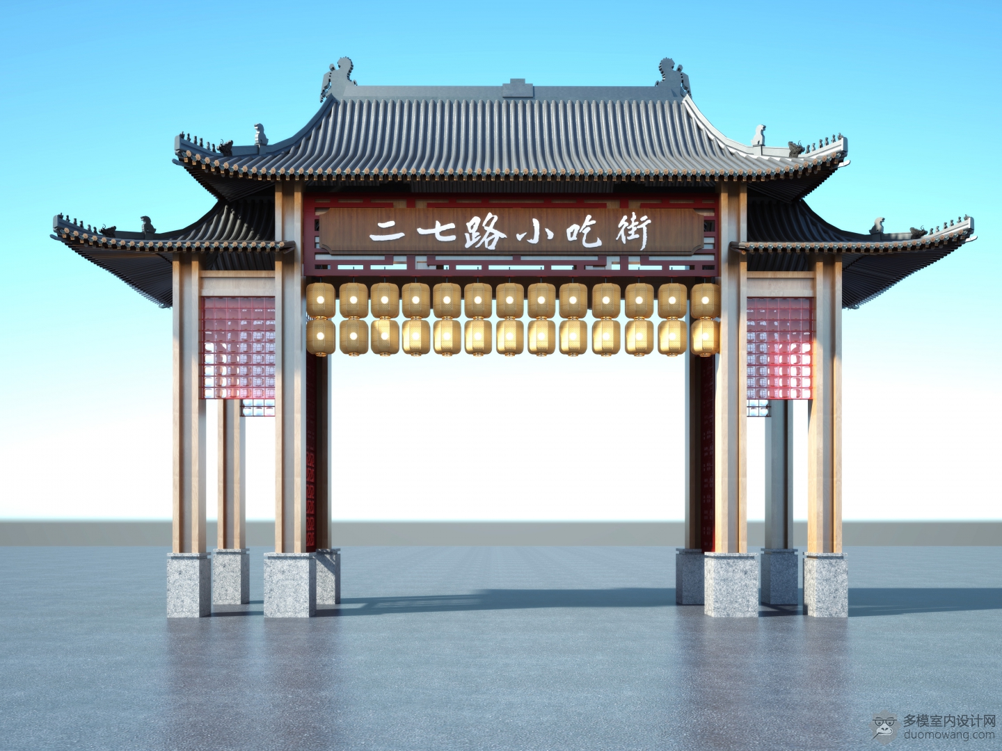 古建门透视1