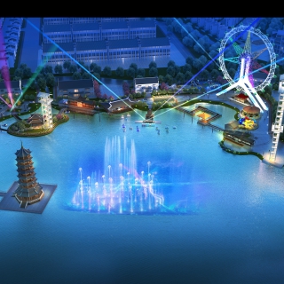 游乐场鸟瞰夜景