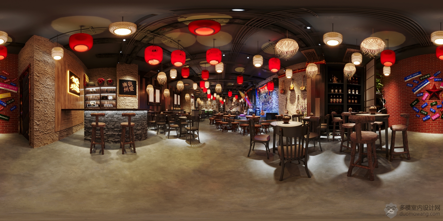 中式民谣音乐酒馆全景1吧台区域