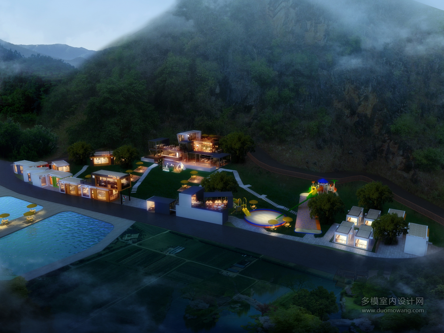 度假村鸟瞰夜景