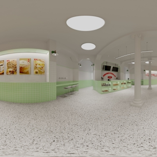 现代面包店修改全景挂画展柜全景