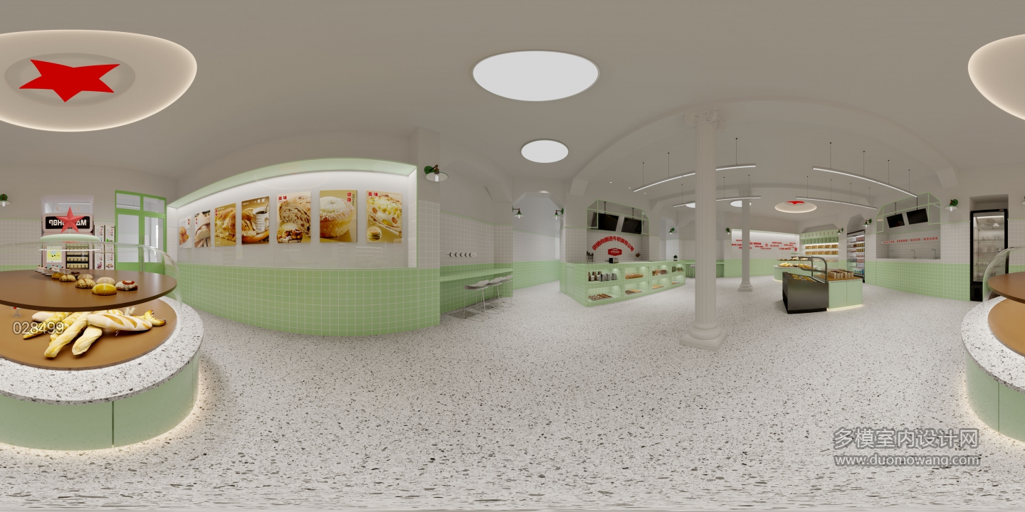 现代面包店修改全景挂画展柜全景