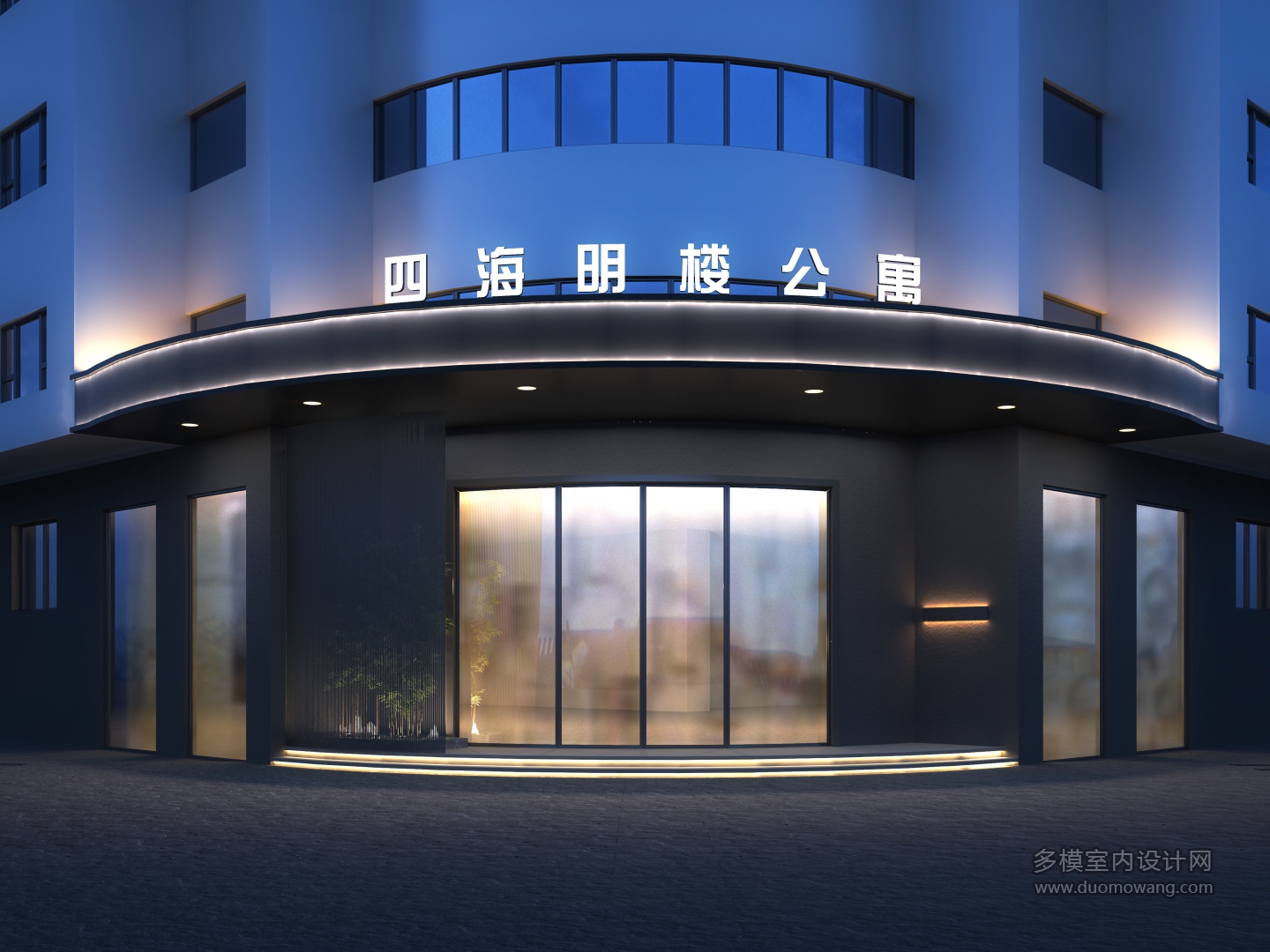 门头夜景透视
