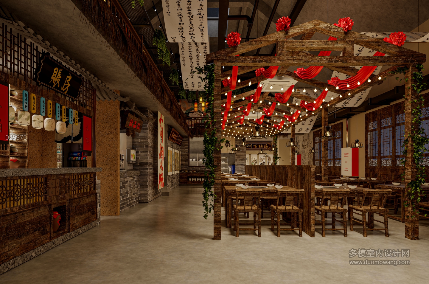 复古风火锅店一层吧台
