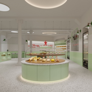 现代面包店修改全景冰激凌机