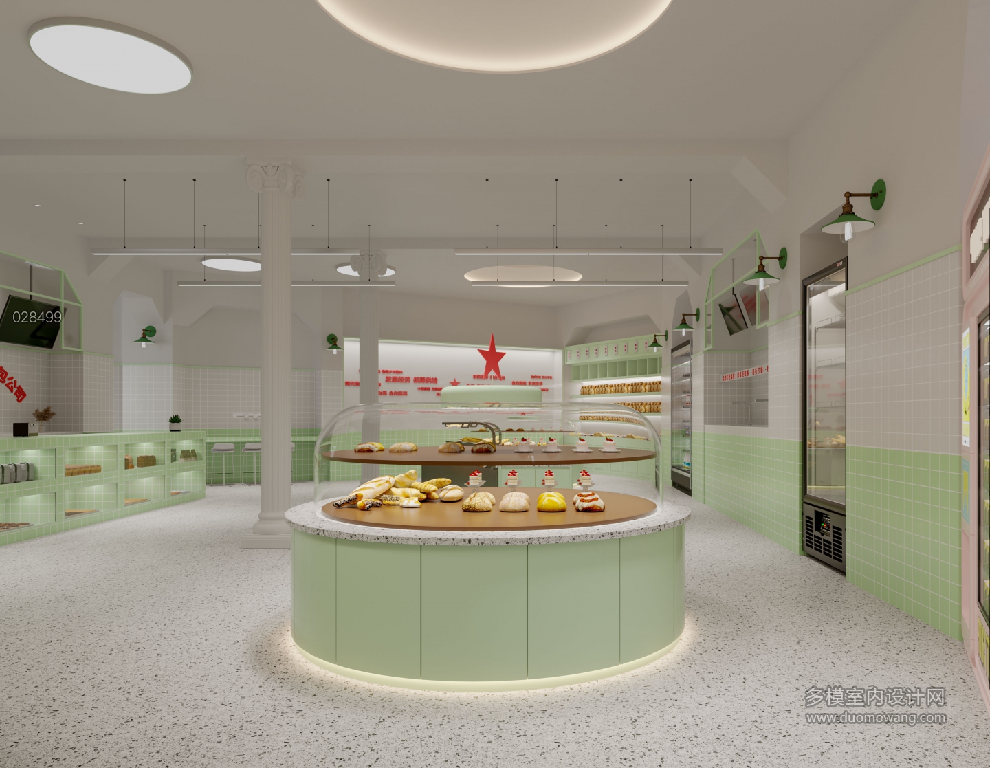 现代面包店修改全景冰激凌机
