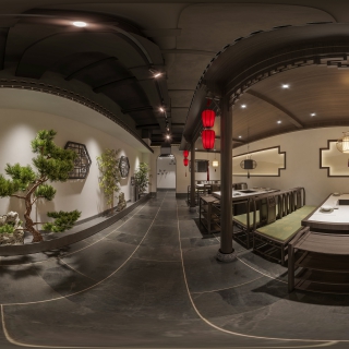 新中式二层餐厅全景 (7)