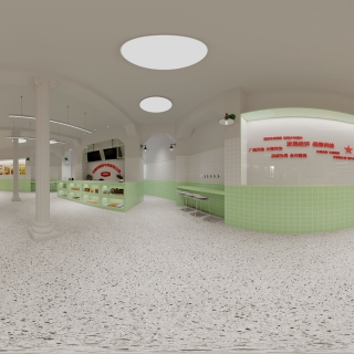 现代面包店修改全景字体展柜全景