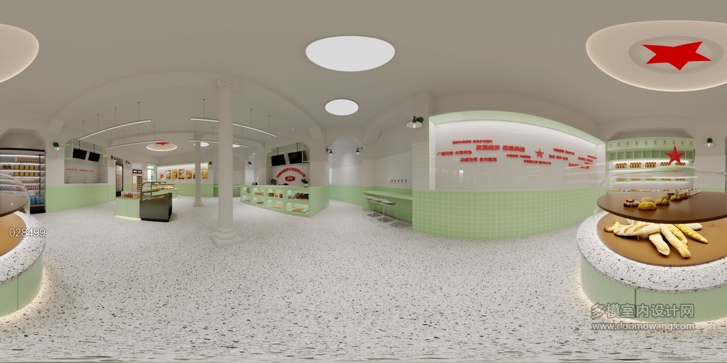 现代面包店修改全景字体展柜全景