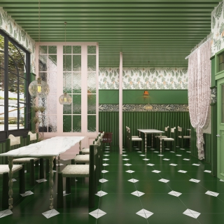 复古风粉绿餐厅-2