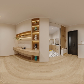 现代原木客餐厅全景