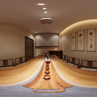 新中式二层会议室全景