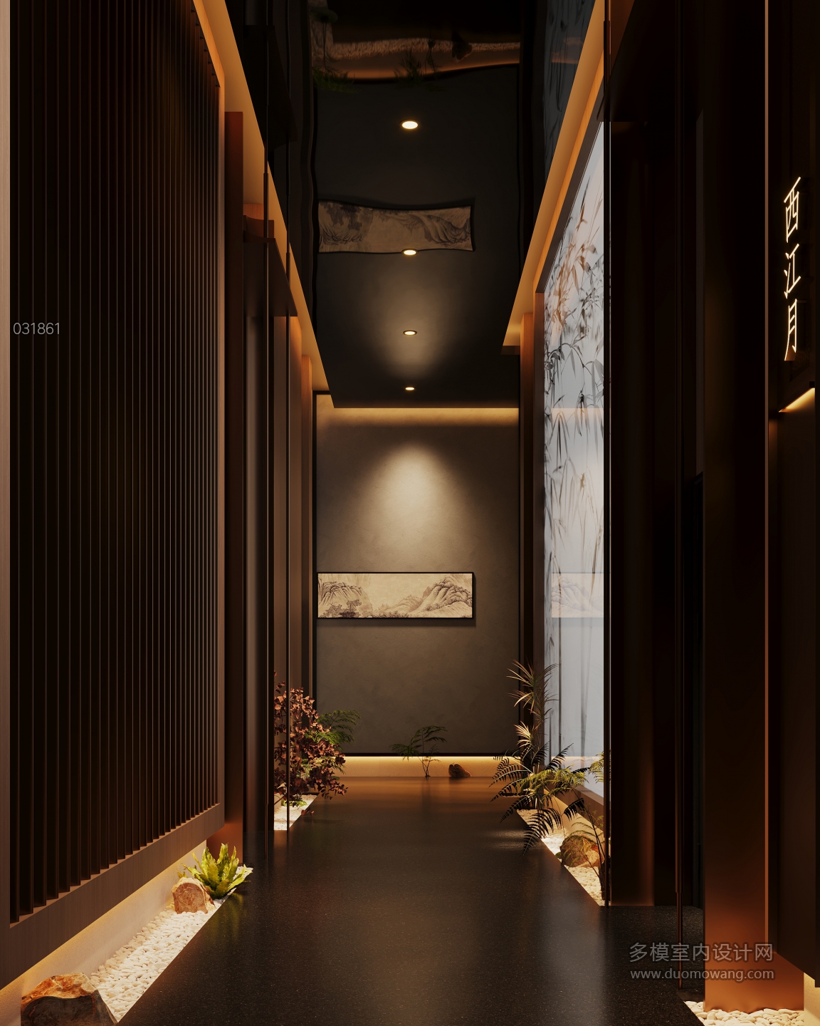 暗黑中式餐厅走廊