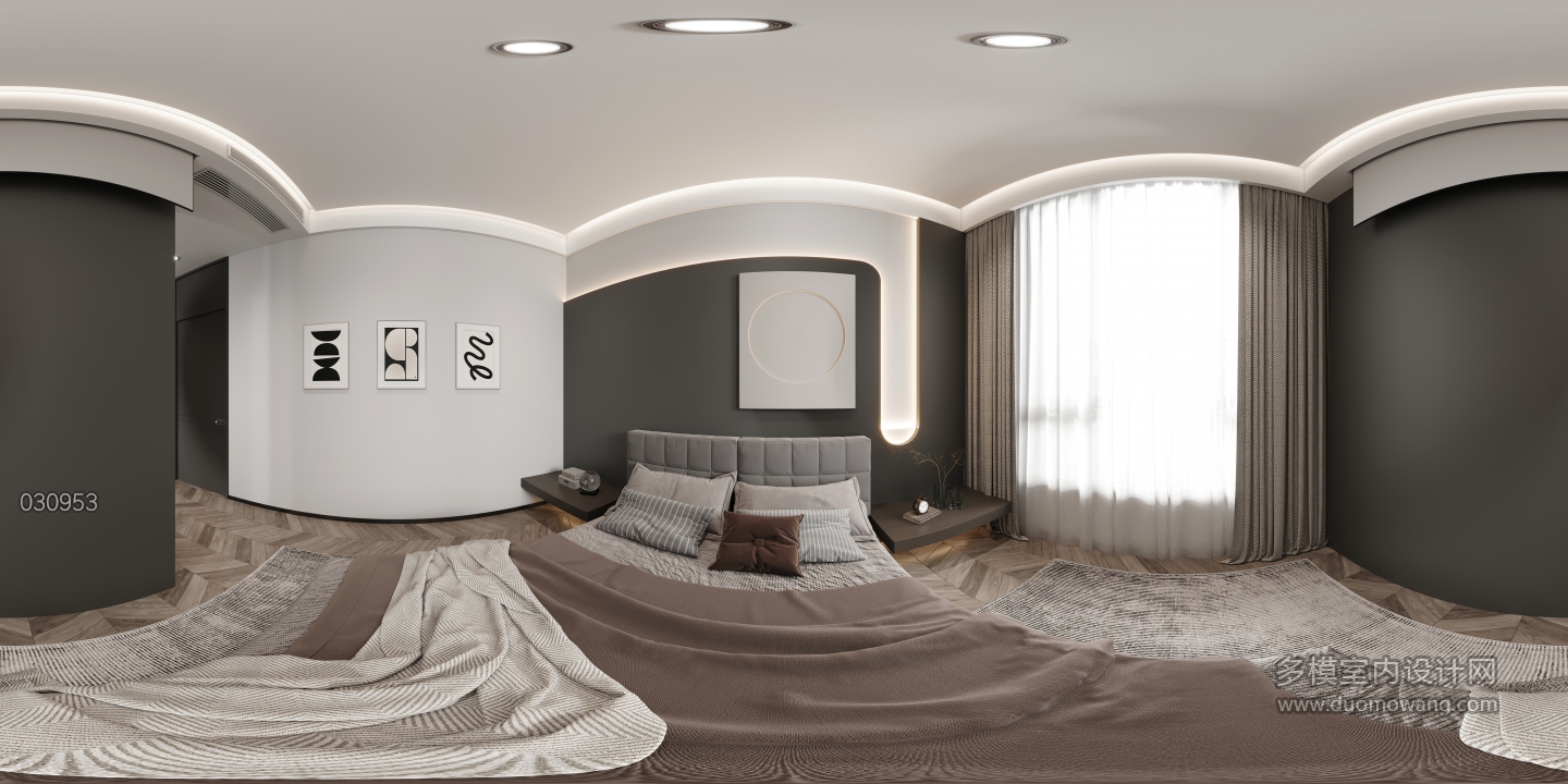 现代风格二楼次卧全景